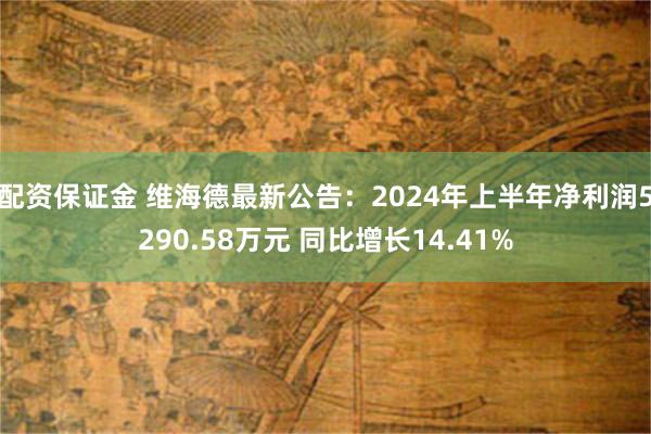 配资保证金 维海德最新公告：2024年上半年净利润5290.58万元 同比增长14.41%