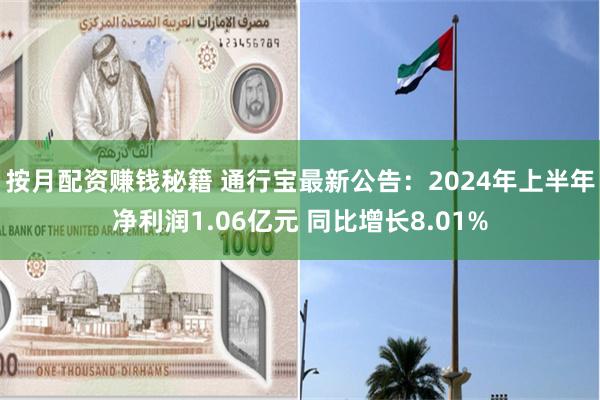 按月配资赚钱秘籍 通行宝最新公告：2024年上半年净利润1.06亿元 同比增长8.01%