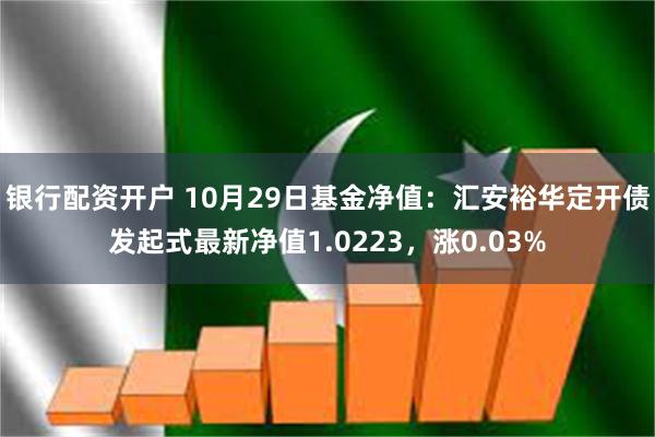 银行配资开户 10月29日基金净值：汇安裕华定开债发起式最新净值1.0223，涨0.03%