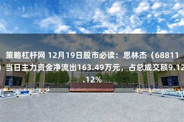 策略杠杆网 12月19日股市必读：思林杰（688115）当日主力资金净流出163.49万元，占总成交额9.12%